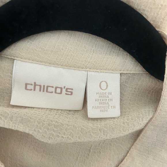 Chicos Sheer Layered Tunic Top Women’s Small 0 Beige beaded - Picture 3 of 6